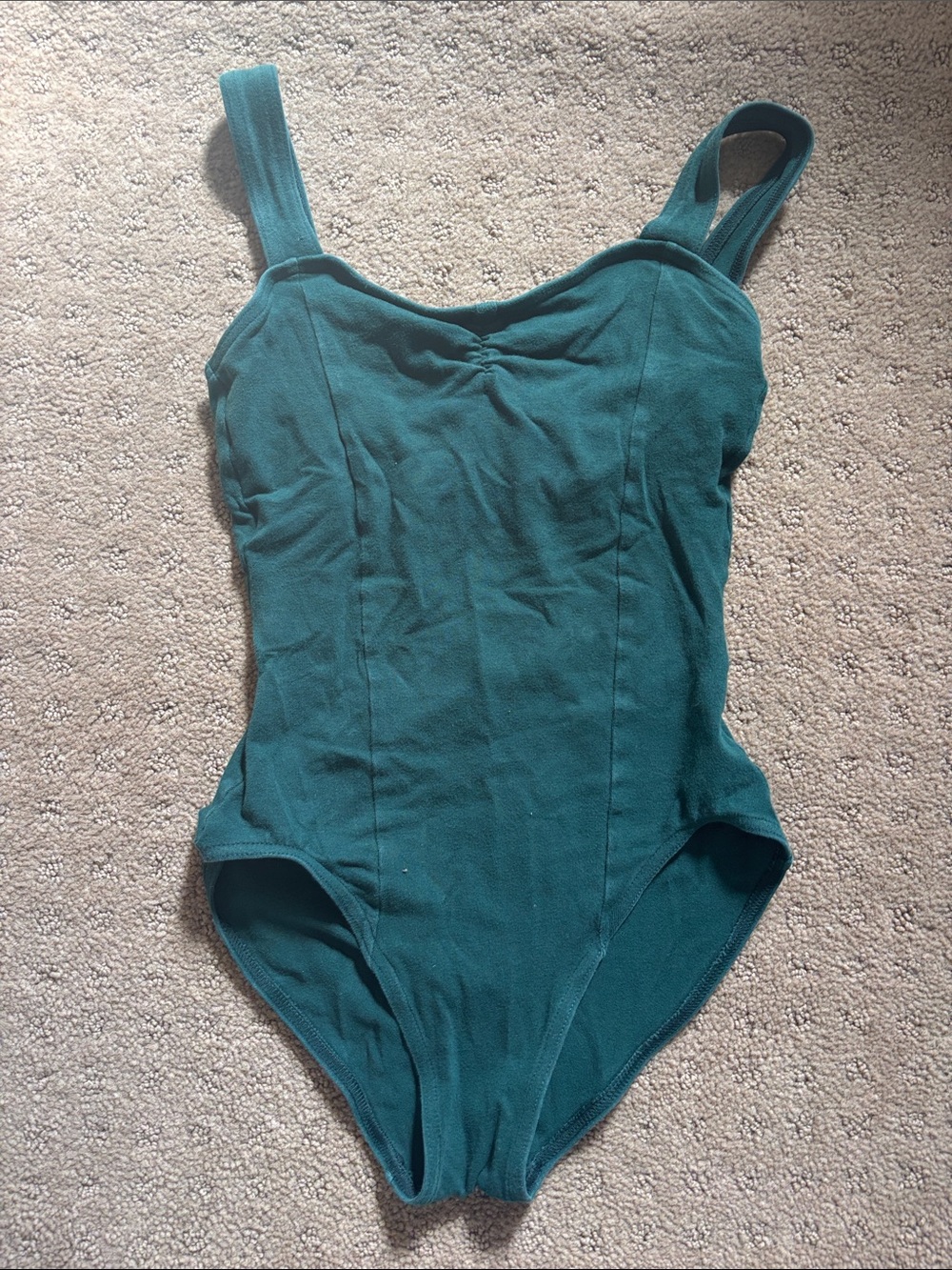 Capezio Women’s Small Hunter Green Ballet Leotard- thick straps, shelf bra liner